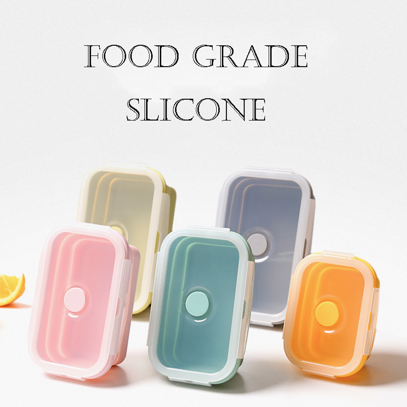 

Foldable 350ml 850ml 1200ml Silicone Lunch Box 122252, Pink