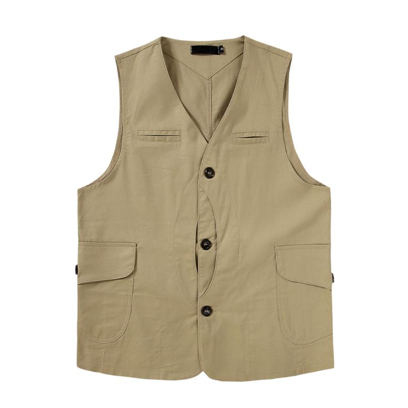

Cargo Vest Men Multi Pocket Photograph Waistcoat solid high quality chalecos colete masculino 2020, Black