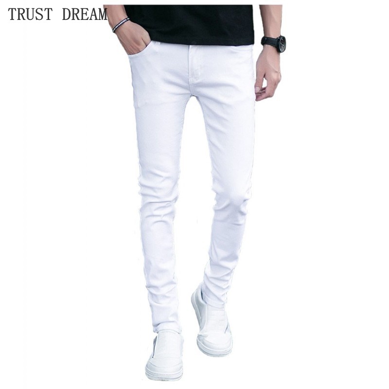 

Fashion Man's Casual Stretch Skinny White Jeans Men Slim Personal Fit Season Denim Pants Male Street Wear Spring Summer, Cn size