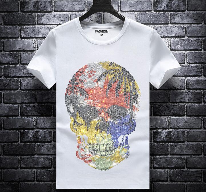 

mens short sleeve tshirts plus size 4xl tee shirts homme men t shirts summer male tshirts hot drill t shirt homme 02, Black