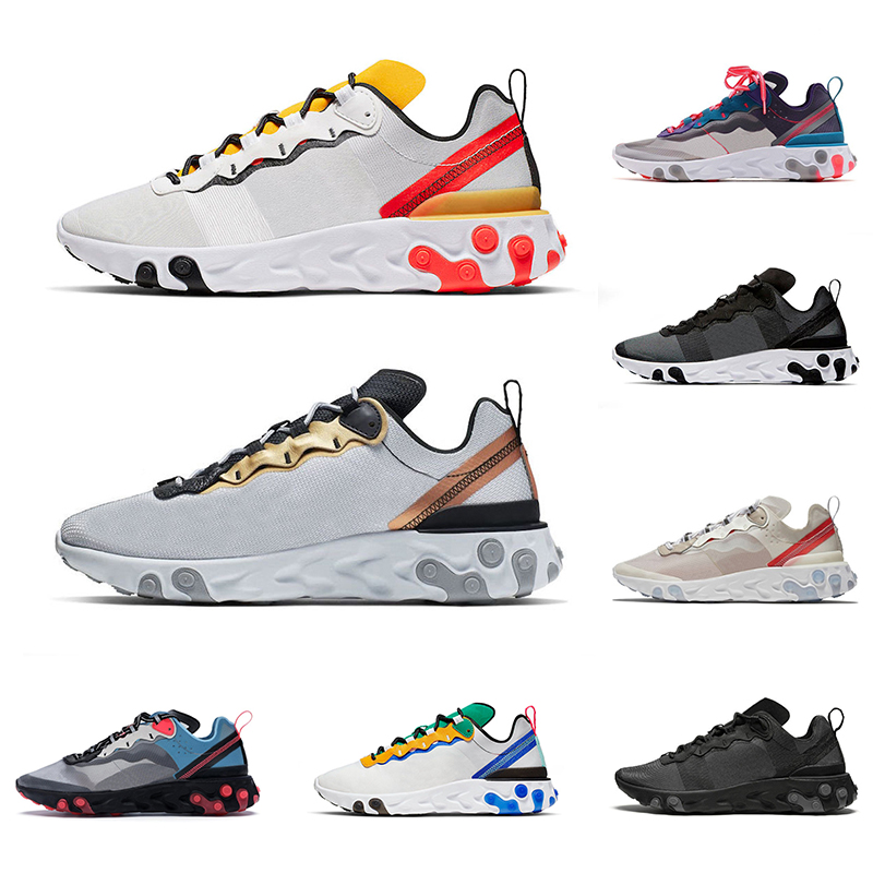 

react element 87 55 running shoes mens womens sneakers bred camo team red triple black tour green mens trainers sports size 5.5-11, Solar red 2 40-45