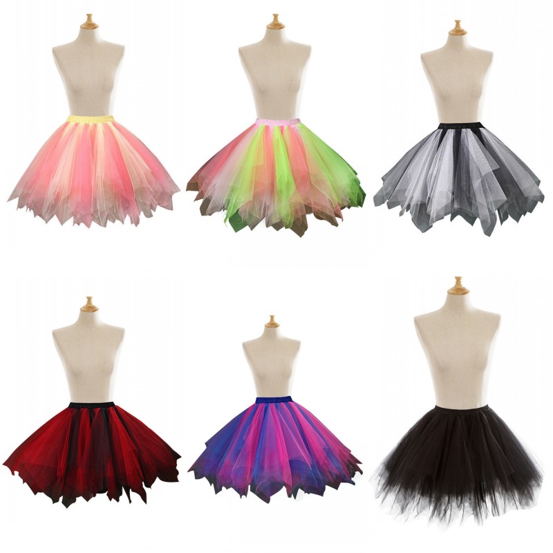 

Women High Waist Pleated Mini Tulle Skirt Adult Tutu Summer Layered Korean School Faldas Princess Ballet Dancewear 2020, Red
