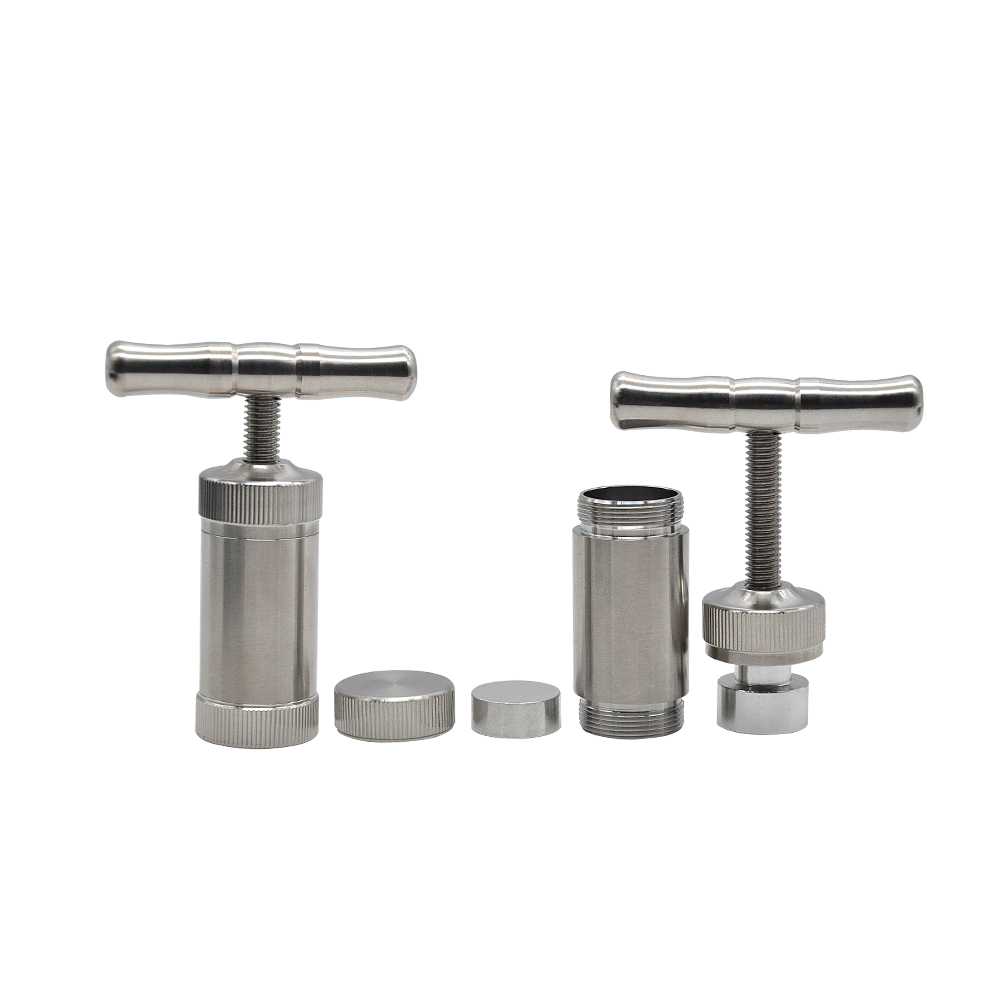 

Aluminum T-shaped Hard Metal Pollen Press Presser Stainless Steel Compressor Herb Grinder Spice Crusher Grinder Hand Muller Silver