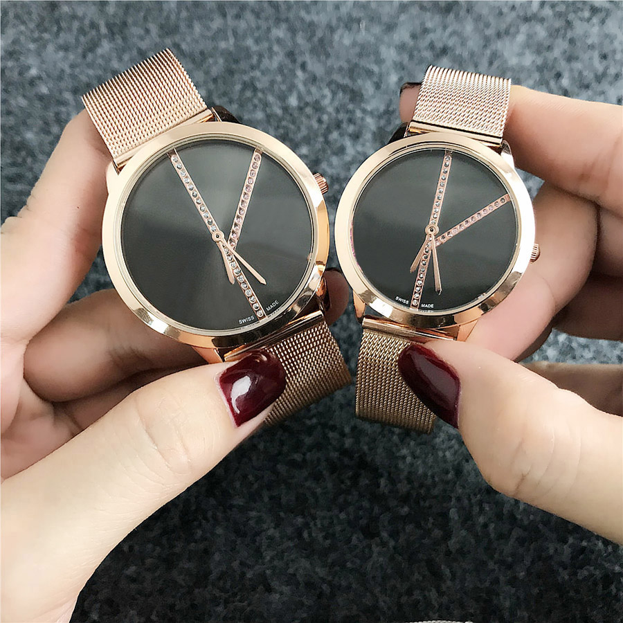

Fashion Brand Watches women men Unisex Lovers' Colorful crystal style Steel Metal Band quartz wrist watch C2140-4, Man rose gold white