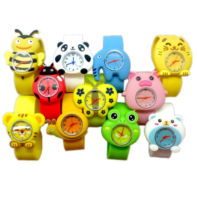 

Fashion Animal Cartoon Slap watches Flower Pig Snail Ribbit Frog Kid Wristwatch Silicone band Cute Snap candy Rubber student watch., Leave a message about pattern