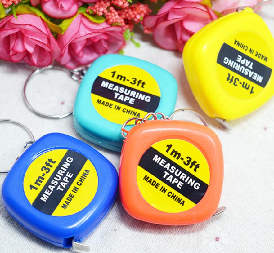 

Mini measure tape 1m portable tape plastic with Keychains Pulling Rulers Gauging Tools mixed colors gift for student kids wholesale