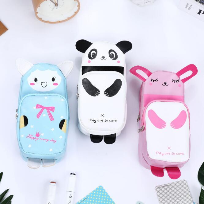 

Leather Mimi Rabbit Panda Pen Bag Multi Cartoon Zipper High Capacity Pencil Cases Office & School Supplies HA706