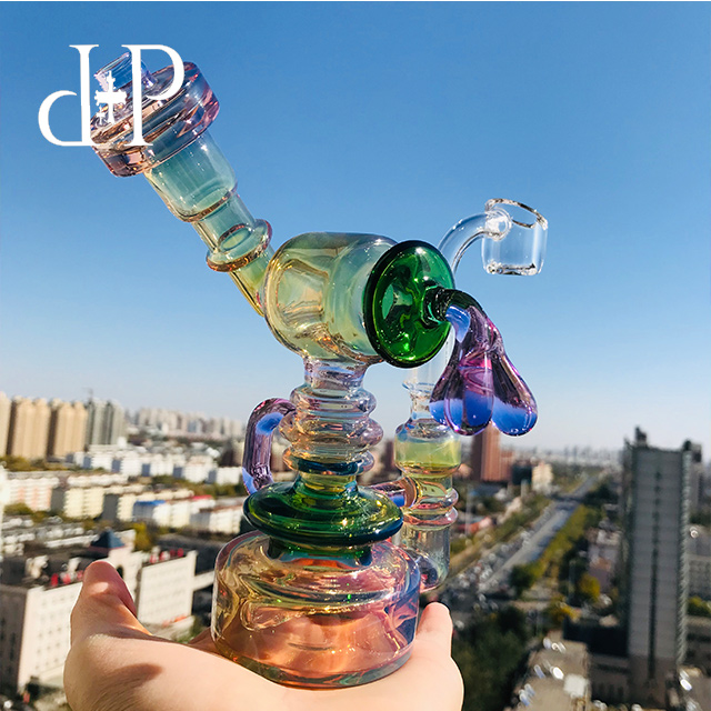 

Plus Glass Bong Dab Rig Water Pipe 503PFG Cute Robot Fumed Hanger Pipe 6.3" Height 14mm Male Dab Rig Water Pipe