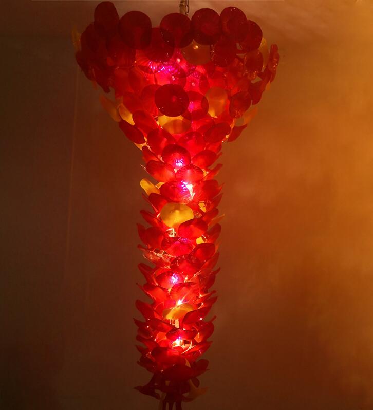 

Lamps LED Large Flower Design Chandeliers Style Hand Blown Art Chandelier Light for Hotel Lobby Entrance Decoration