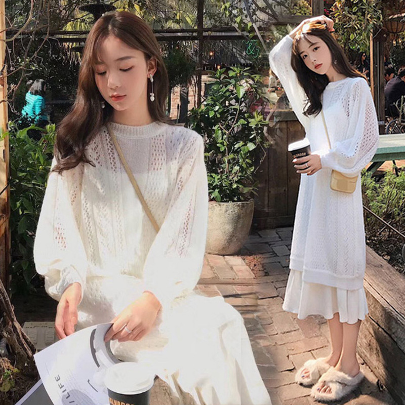 

Suit-dress Winter 2020 Dress Suit New, White sling skirt