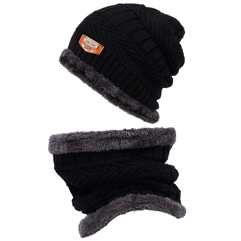 

new Fashion Men Warm Winter Hat Scarf Soft Knitted Hat Scarf Set Skullies Beanies Winter For Women Unisex Knitted Caps
