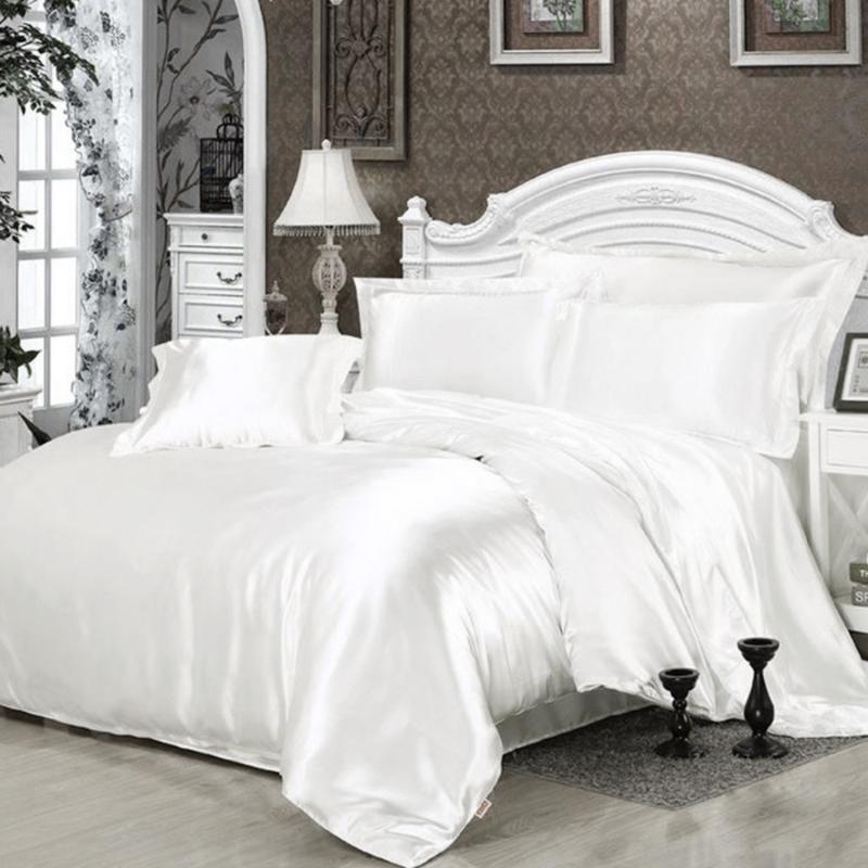 

100% Pure Tencel Cotton Bedding Set Bed Set Pillowcases Duvet Cover Bed Sheet Quilt Cover Single/Double/ Full Queen Size, White
