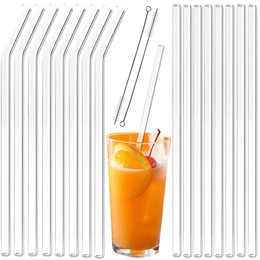 

clear glass straw 2008mm reusable straight bent glass drinking straws with brush eco friendly glass straws for smoothies cocktails
