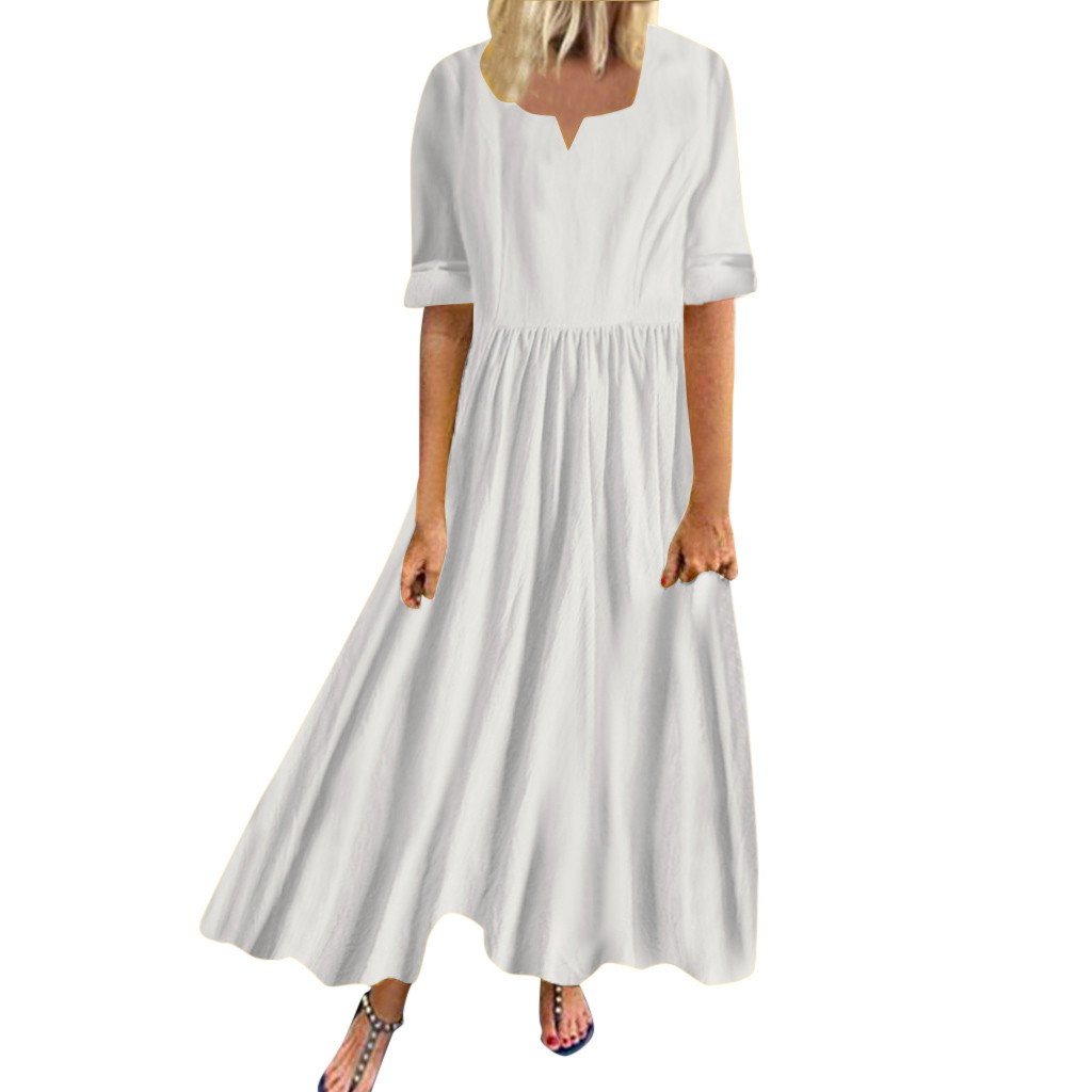 

Women Dress Summer Womens Summer Long Sleeve Dress Loose A-line Party Solid Women Casual Maxi, Green