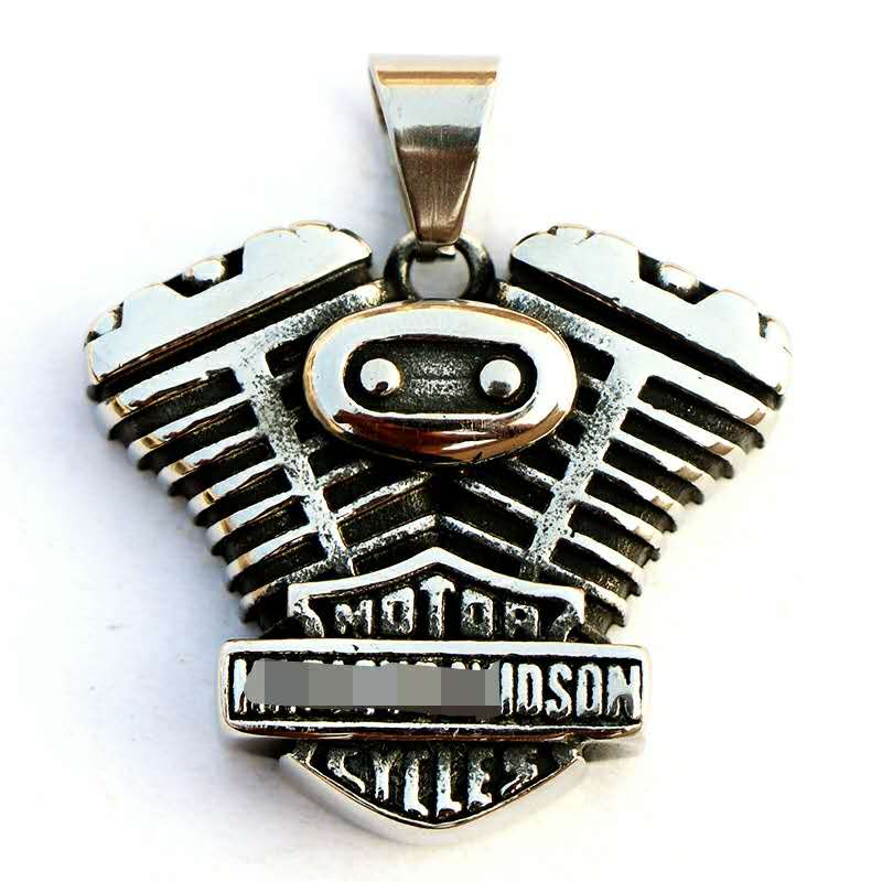 

European and American men domineering personality retro punk harley motorcycle engine stainless steel necklace pendant