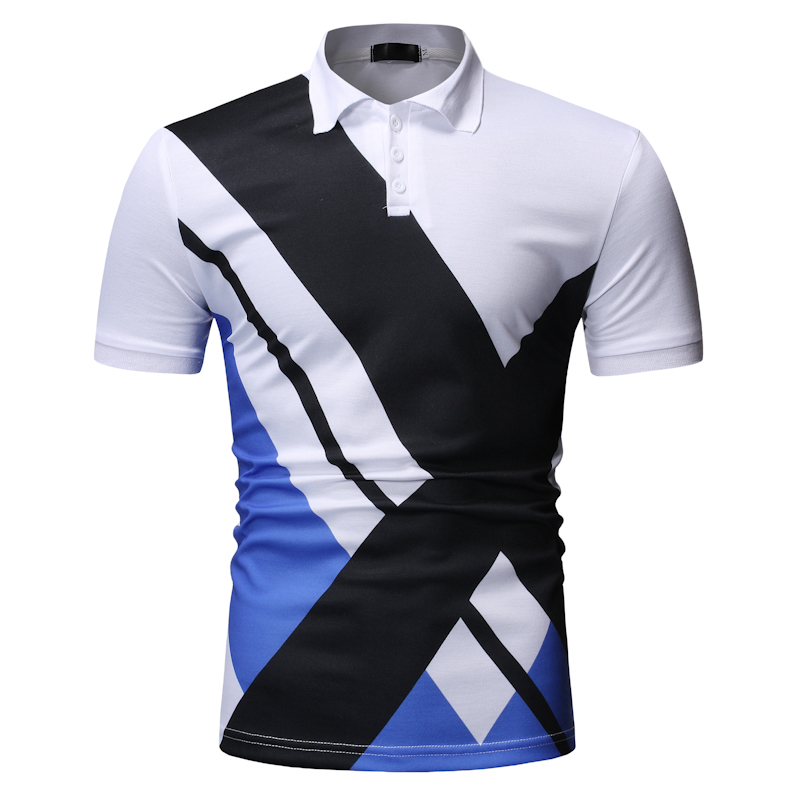 

Shirt Men New Atyle Short Sleeve Patchwork Color Men's Casual Fashion Shirt, Black