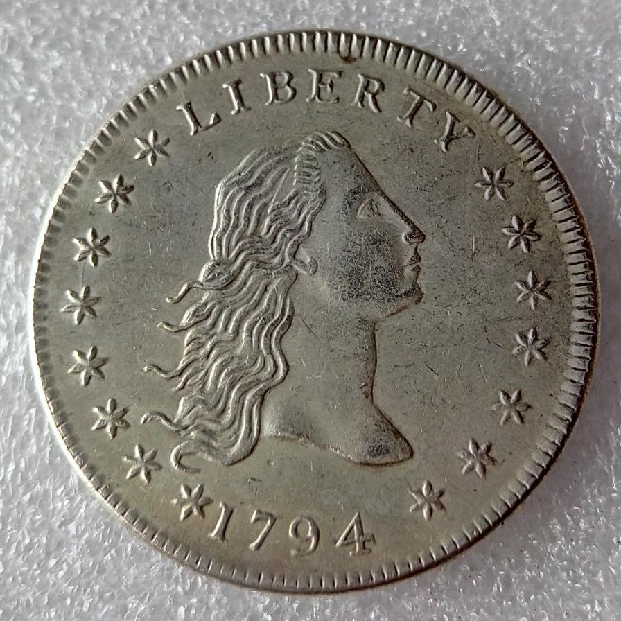 United States Coins 1794 Flowing Hair Brass Silver Plated Dollar