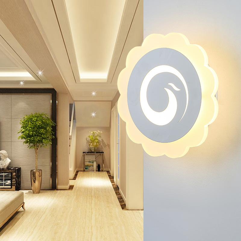 

Creative Aisle Lamp Simple Modern Bedroom Bedside LED Wall Lamp Children Room Sunflower Acrylic Cafe Light