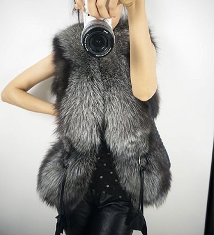 

2019 Vetement Winter Women' Faux Fur Coat Plus Size Coat Furry Furry Vest Slim Belt Patchwok Leather Vest AW237, Black