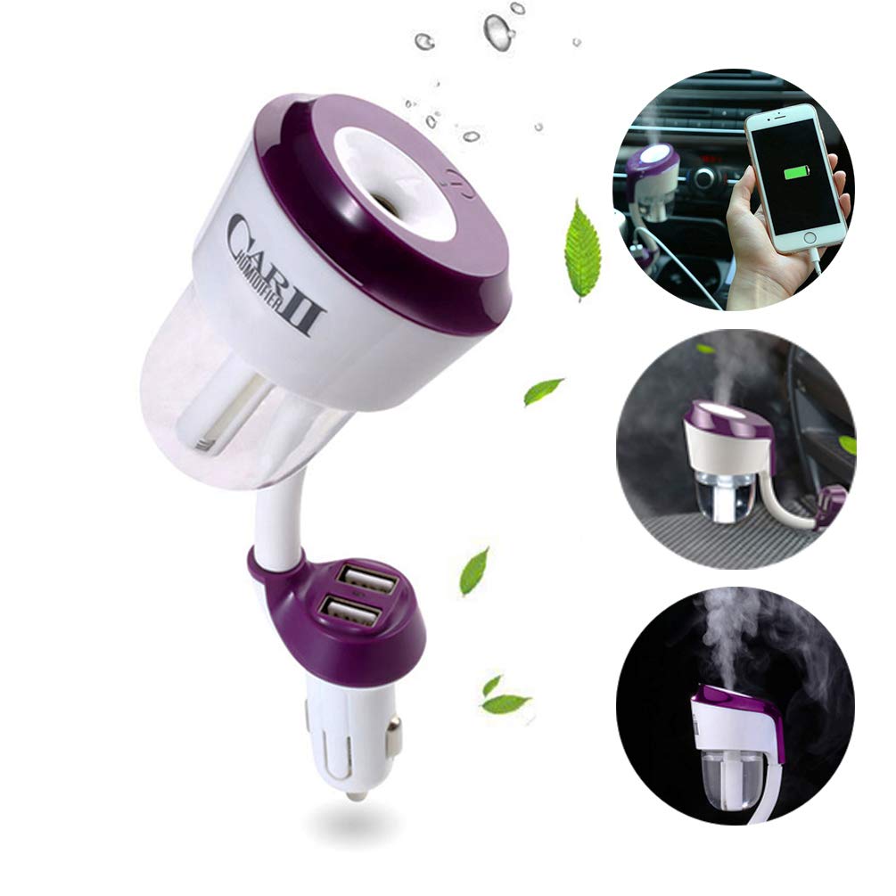 

Car Diffuser Humidifier, Essential Oil Aromatherapy Diffusers with Dual USB Charger Adapter, Ultrasonic Air Refresher Purifier for Vehicle