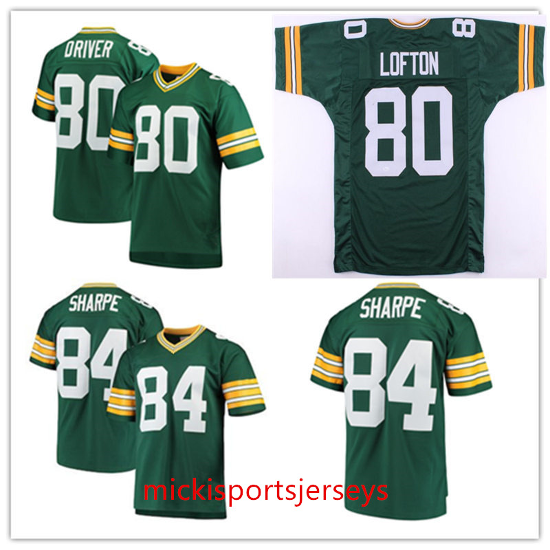 

Mens #80 Donald Driver Vintage Football Jersey Stitched Green #80 james lofton Embroidery #84 Sterling Sharpe Jersey S-3XL, Black