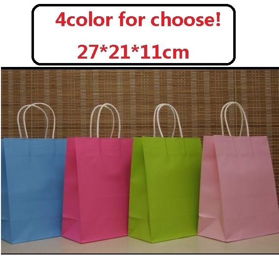 

10PCS/lot sweet paper bag with handle Multifunction wedding birthday party bag Fashionable cloth shoes paper bags 27*21*11cm