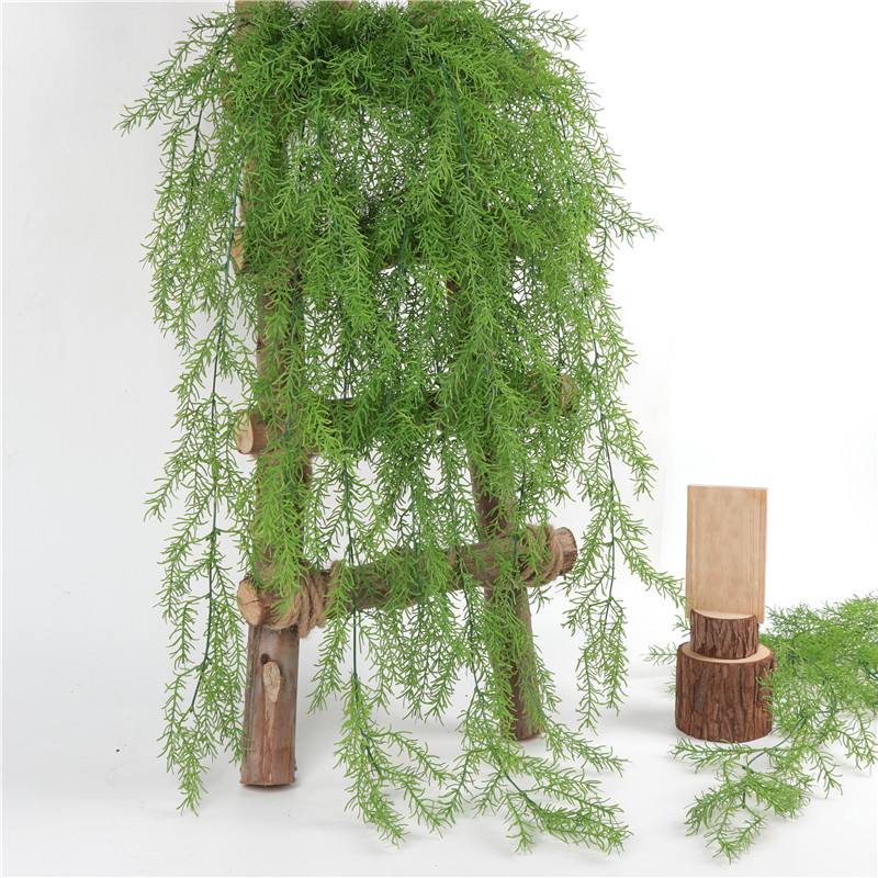 

105CM Real Touch Artificial Wall Hanging Plant Artificial Pine Needles Home Decoration Balcony Decorattion Flower Basket, As pic