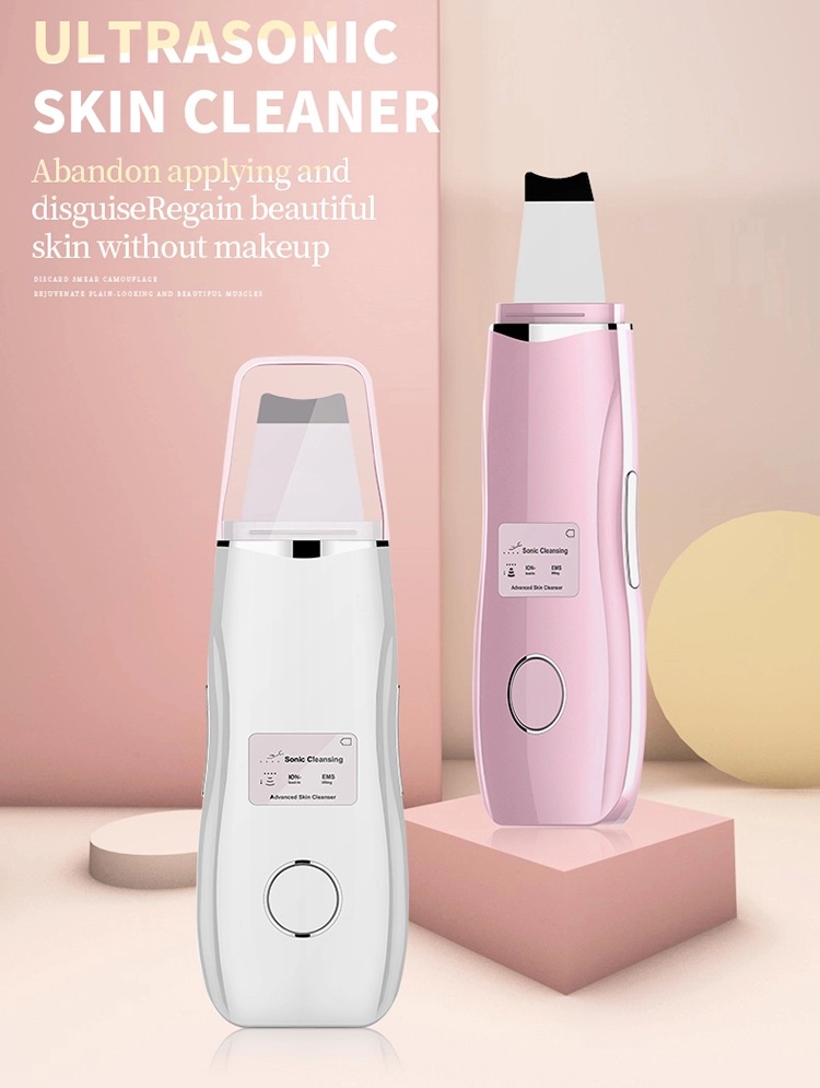 

Wholesale Handheld Electric Facial Ultrasonic Face Pore Cleaner Ems Massage Ion Skin Scrubber