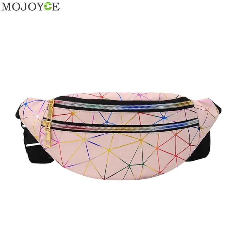 

Fashion Laser Fanny Waist Bag Geometric Waterproof Men Women Zipper Chest Shoulder Crossbody Pack Outdoor Casual Phone Pouch, Black