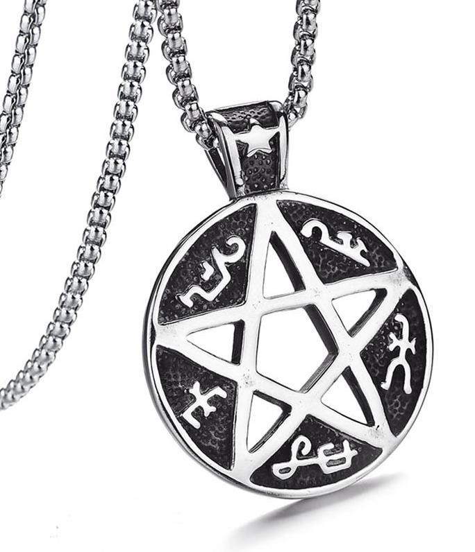 Étoile de David Sanskrit Mantra Argent Or Noir Plaqué Or En Acier Inoxydable Pendentif Cadeau