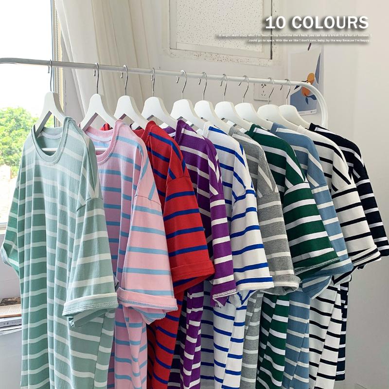 

Colorful Sea-striped Shirt for Mens Summer Tees Cotton Teens Contrast Color Breton Tops High Quality Streetwear Pullover Shirts, Black