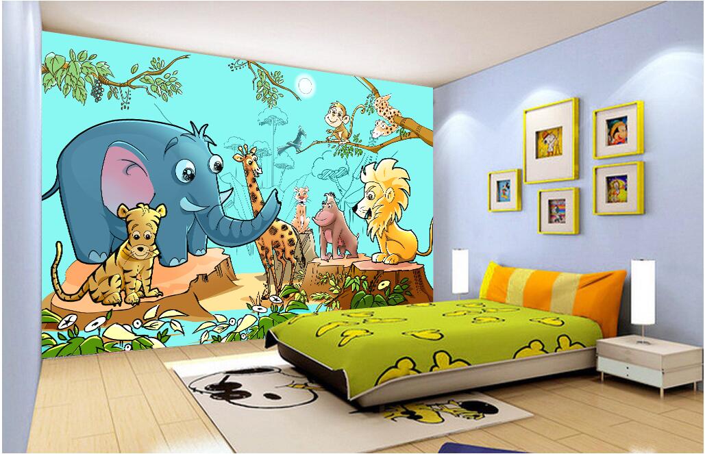 

WDBH 3d wallpaper custom photo Cute cartoon forest zoo animals background living room home decor 3d wall muals wall paper for walls 3 d, Non-woven