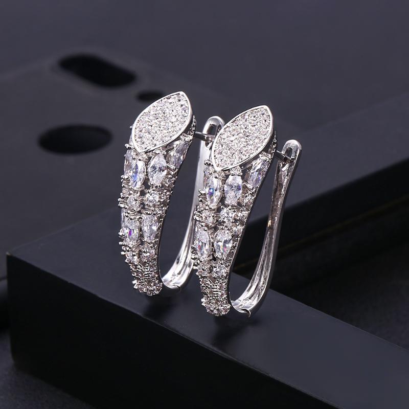 

Hoop & Huggie Janeklly Trendy Geometric Bambo Earrings For Women Accessories Full Cubic Zirconia Jewelry Pendientes Mujer Moda