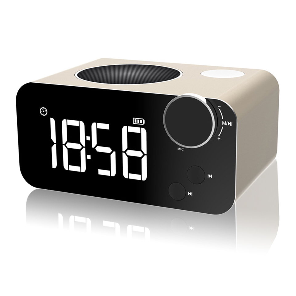 

Wireless Bluetooth Speaker FM Radio Alarm Clock LED HD Display Subwoofer Bluetooth Column Sound Box Free Hands Portable Speaker