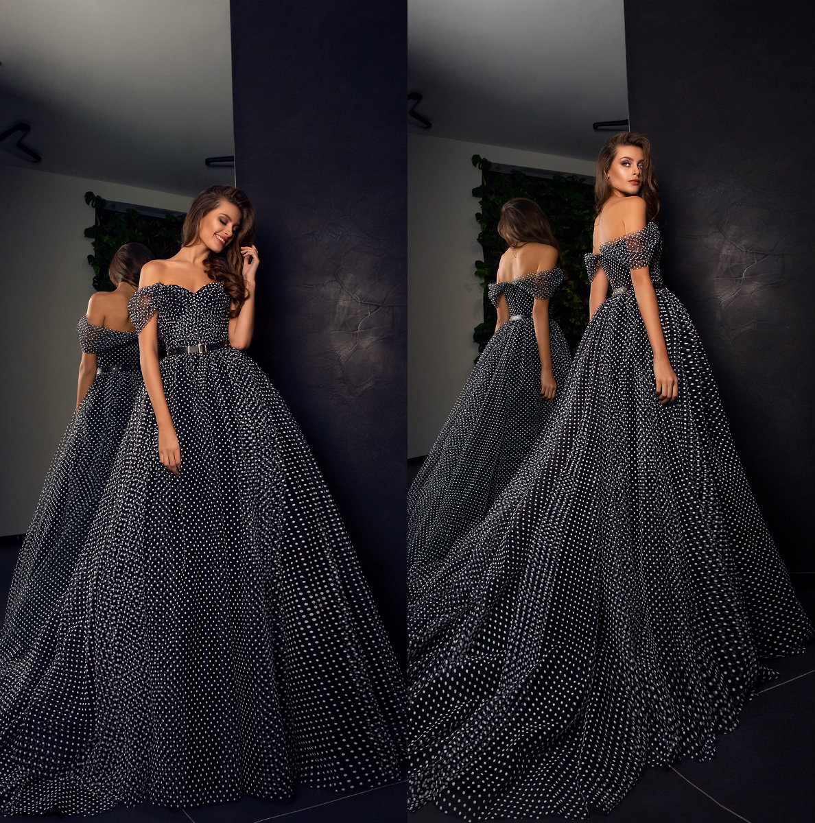 

2020 Sparkly Black Prom Dresses Off The Shoulder Sweep Train Lace A Line Spot Evening Dress Custom Made Special Occasion Gowns, Light sky blue