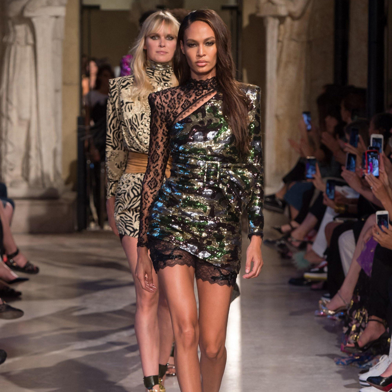 

New Fashion Black With Silver Sequin Celebrity Show Party Vestidos Autumn Lace Long Sleeve Bodycon Sexy Women Dress Wholesale, Multi