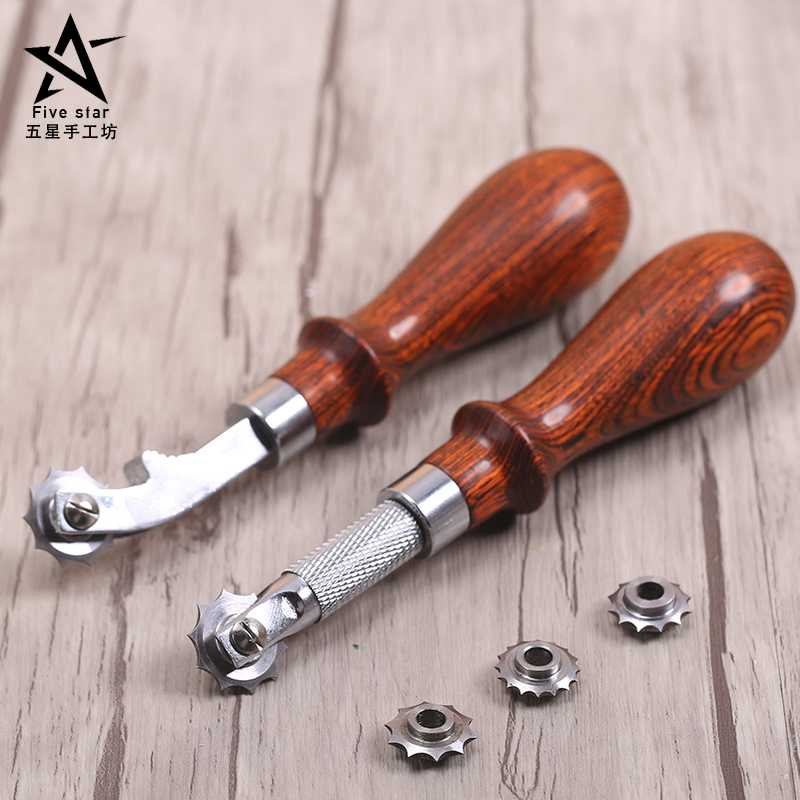 

DIY Craft Spacing Rounds The Scriber Ling Auxiliary Cut Spacing with 4 Wheels Leather Craft Tools 3/4/5/6mm Hole
