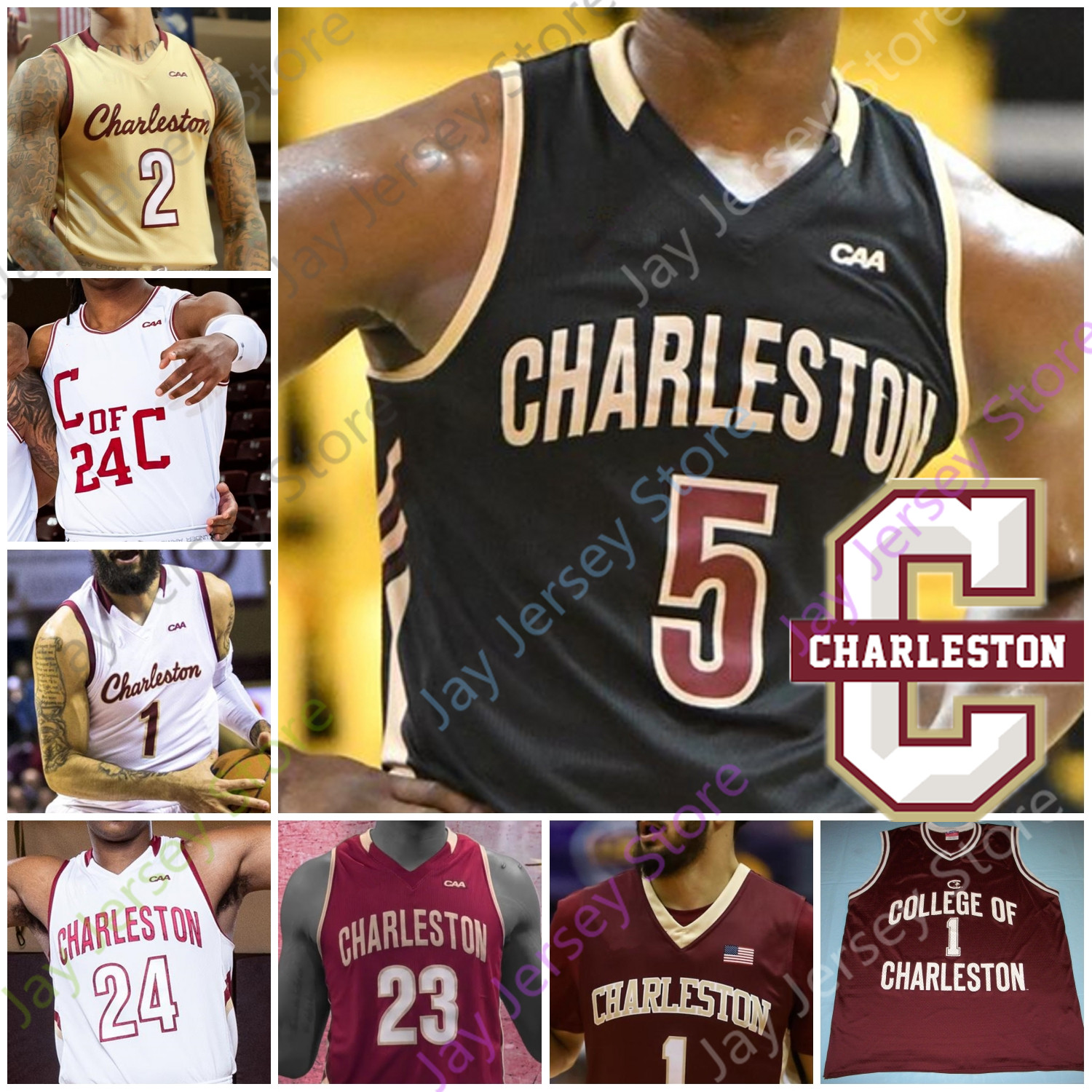 

Custom Charleston Cougars Basketball Jersey NCAA College Grant Riller Brevin Galloway Jaylen McManus Miller Jasper Brantley Chealey Johnson, Black;red