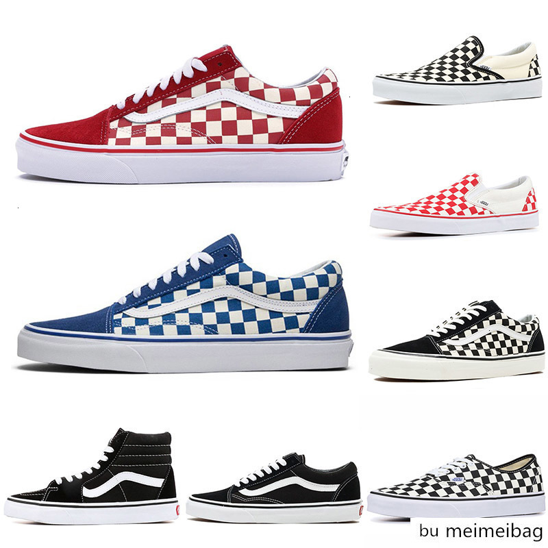 

Cheap house of van of the wall old skool sk8 canvas sneakers for youth boys girls triple black and white plaid sports trainers