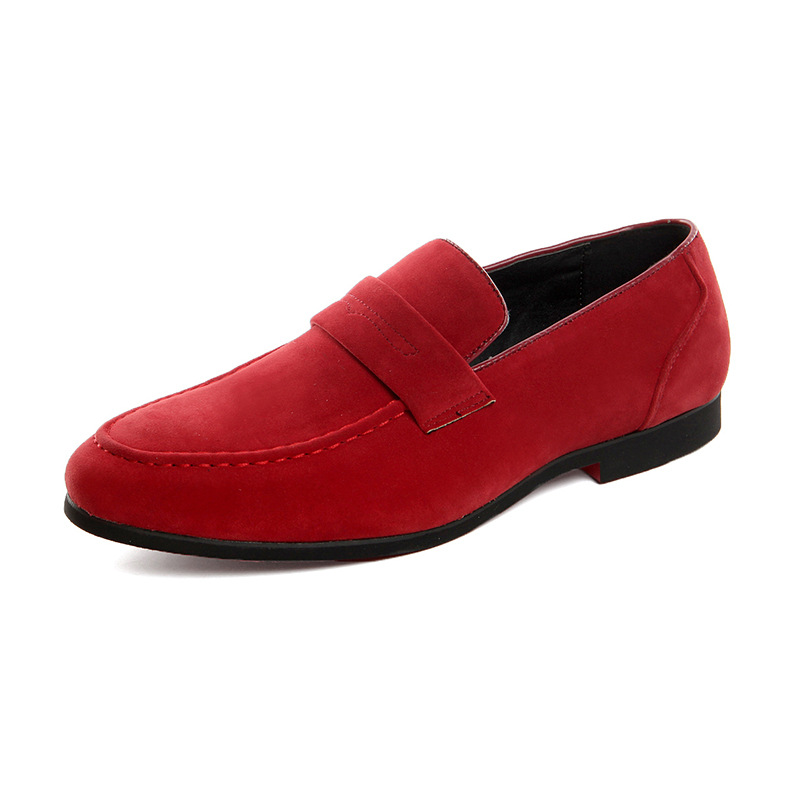 

High Quality Leather Dress Shoes Men Flats Gommino Driving Shoes Brand Soft Moccasins Men Loafers Big Size Casual Lazy Shoes, Red