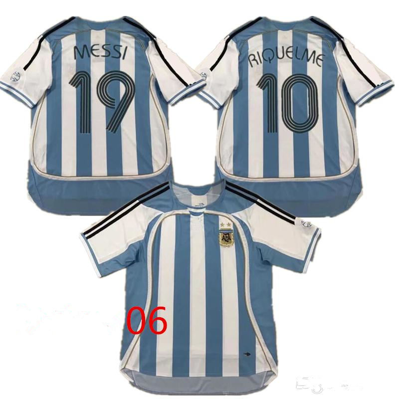 

19 10 RIQUELME S-2XL Argentina Soccer Jersey 2006 world cup THAI Vintage Classic Collection 06 07 football shirt CRESPO Camiseta