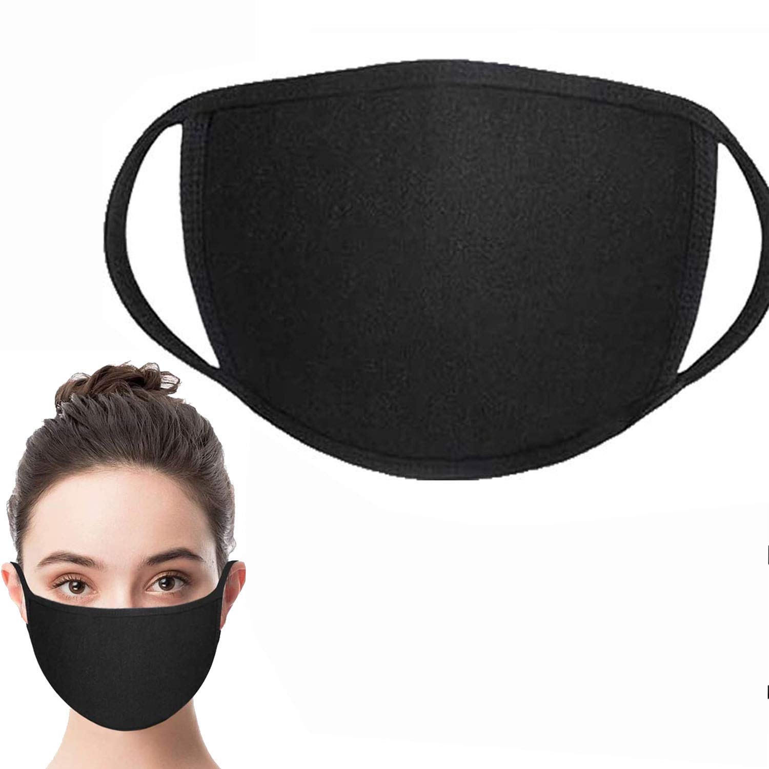 

Adult and kid Face Mouth Cover PM2.5 Mask Dustproof Anti-bacterial Washable Reusable Ice Silk Cotton Masks Tools Black Cotton MASK, 6*9cm 1pcs