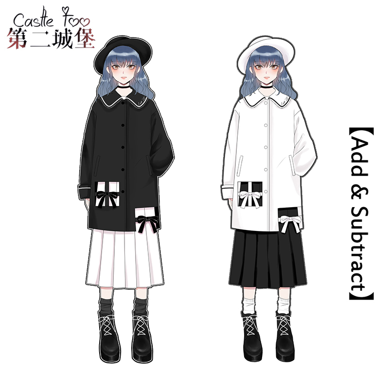 

Lolita Coat Original design Add & Subtract Harajuku Autumn And Winter Black White Woolen Coat New Product, As pic