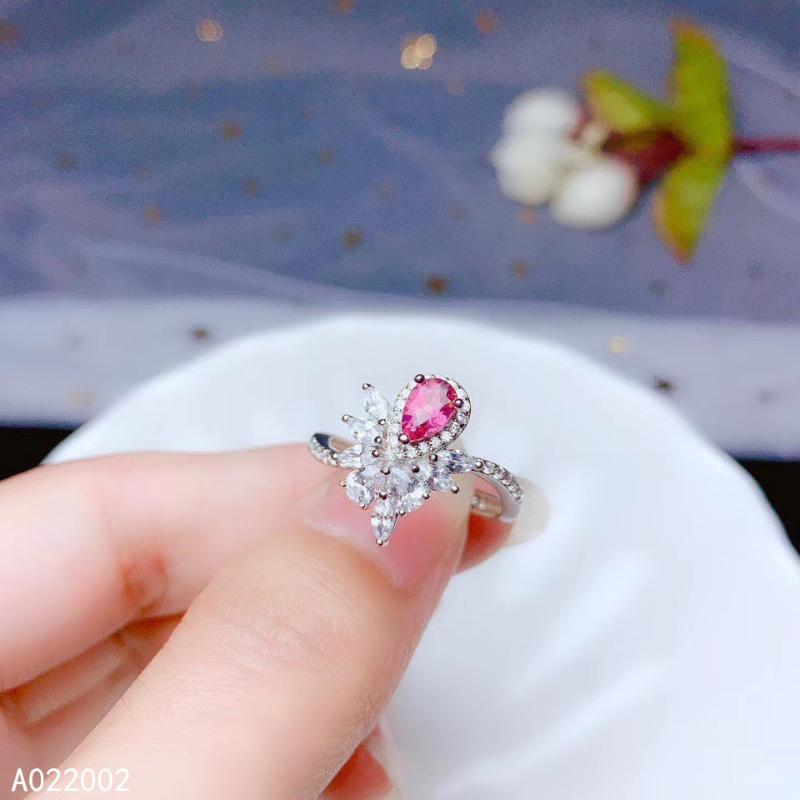 

Cluster Rings KJJEAXCMY Fine Jewelry 925 Sterling Silver Inlaid Natural Pink Tourmaline Female Ring Support Detection