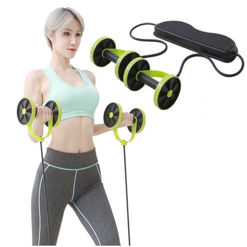 

AB Roller Wheel Abdominal Stretch Elastic Resistance Pull Rope ABS Muscle Trainer Exercise Sport At Home Gym Fitness Equipment, Green