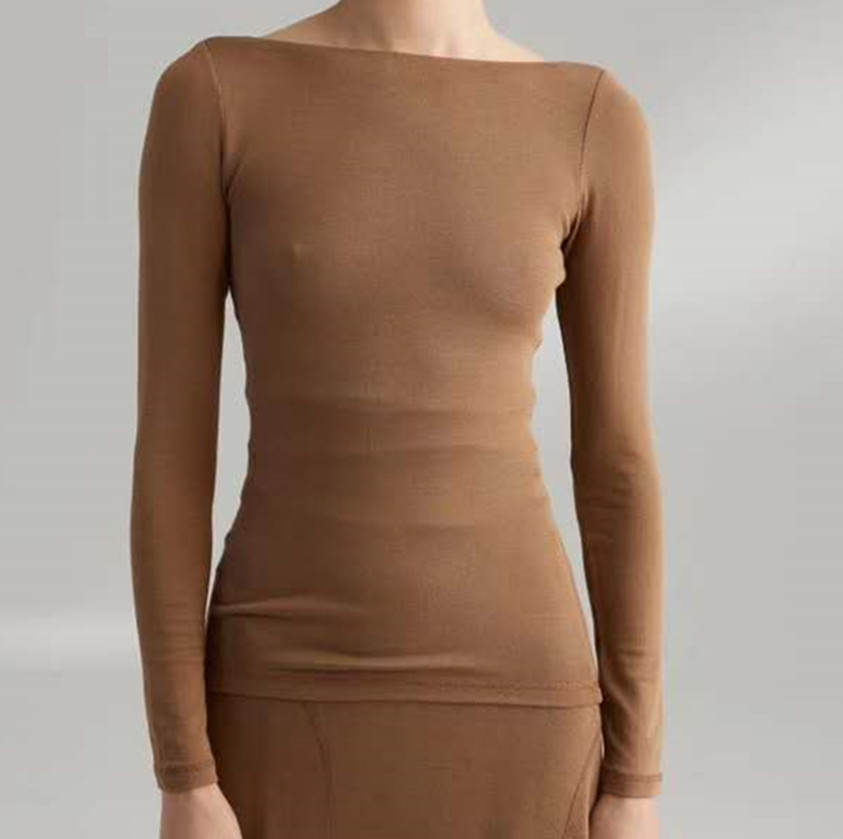 

Women Sweater 2019 Thin Section Viscose Round Neck Slim Sweater Solid Women's U neck backless top, Beige