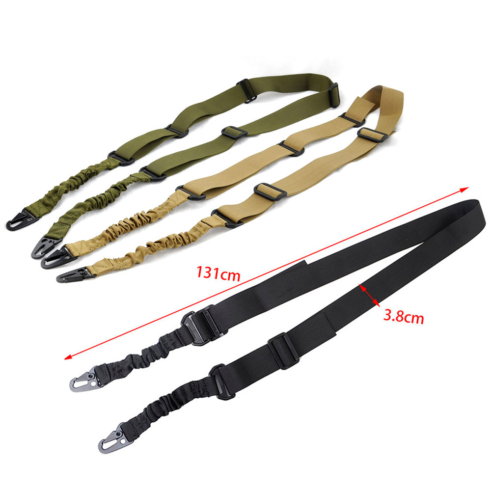 

Tactical 2 points sling Adjustable length rifle and shoulder backpack strap Dual-point mission Nylon rope system with Metal buckle hooks