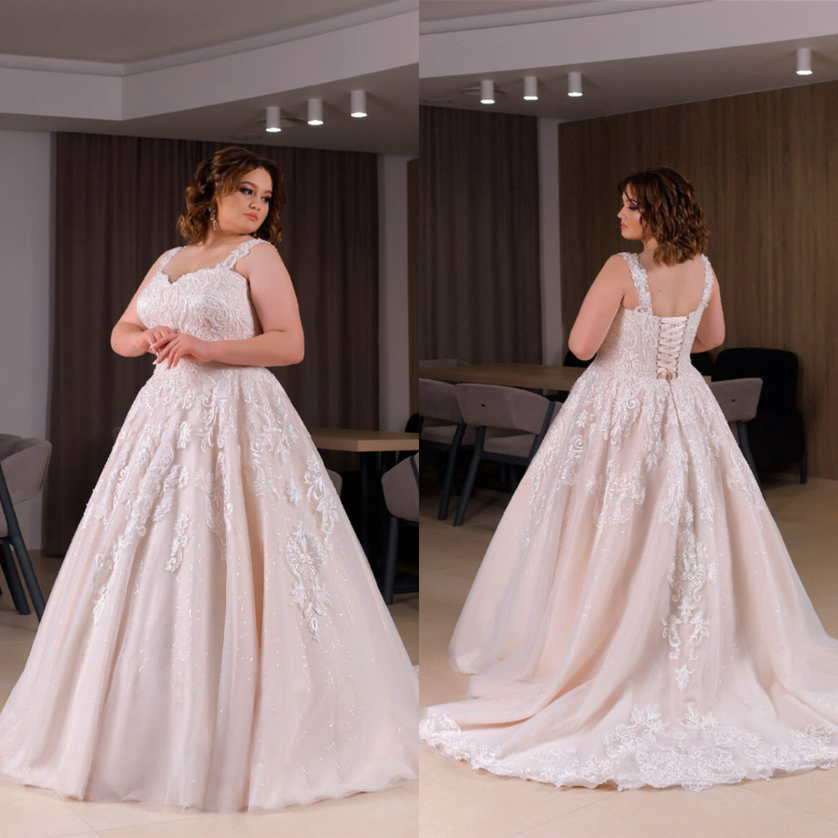 

2020 Plus Size Champagne Wedding Dresses Straps Appliqued Sleeveless Lace Bridal Gown Ruffle Backless Sweep Train Custom Made Abiti Da Sposa, Dark red