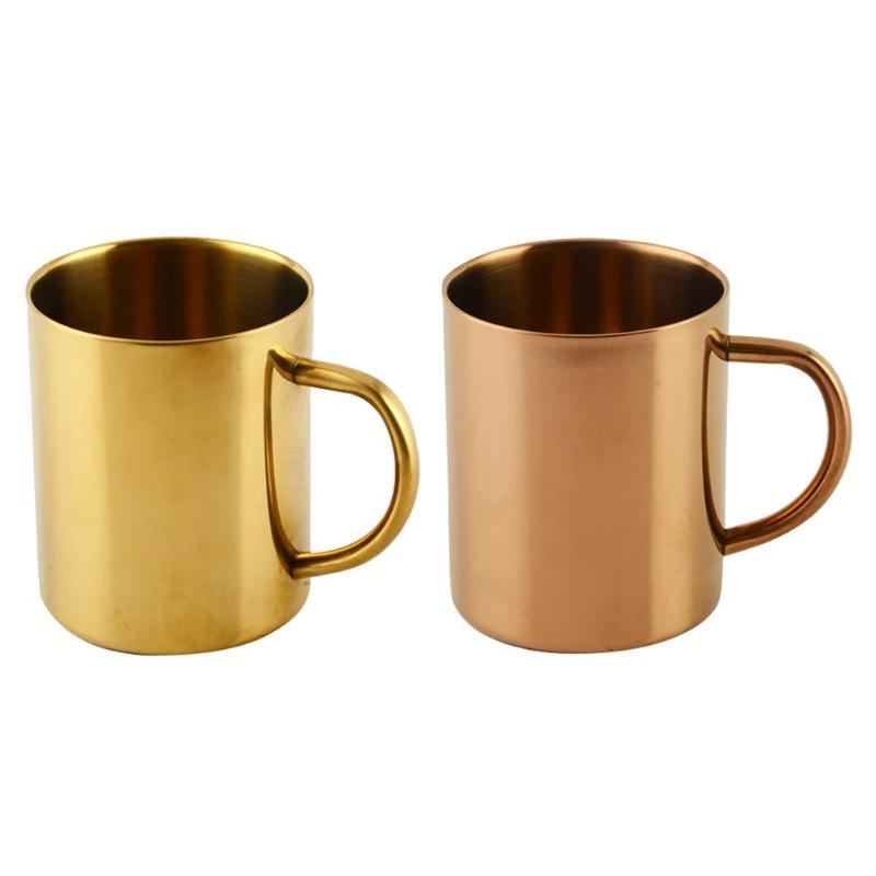 

Gold/Brass Plated Stainless Steel Water Coffee Mug Double Wall Teacup
