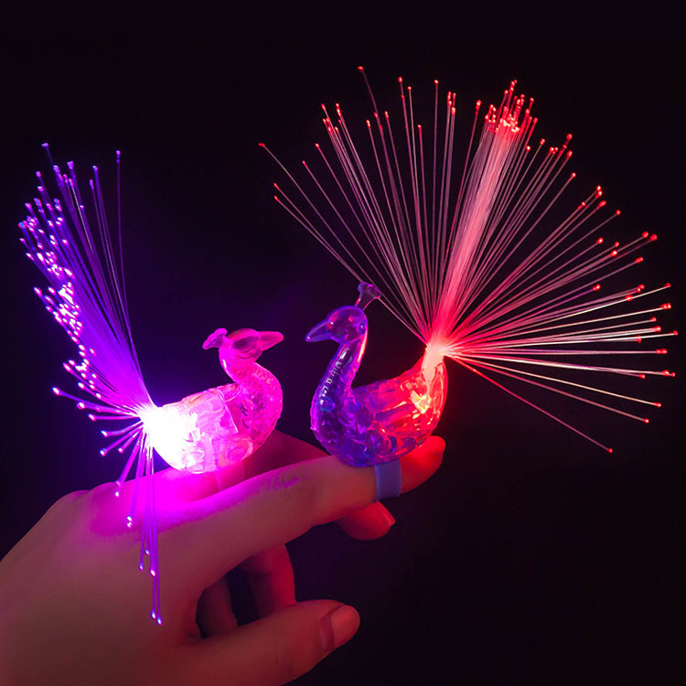 LED Light Up Toy Cartoon Flashing Peacock Finger Ring Led Rave Toy Evening Party Supplies Decorative Props Glow Toys-image-461516441